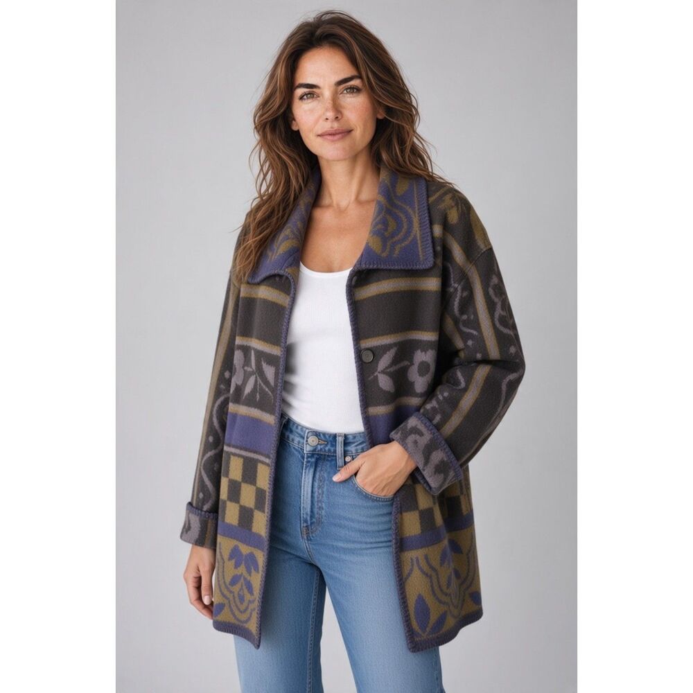 vintage wool blanket coat created by New York fiber artist Lynn Pullman